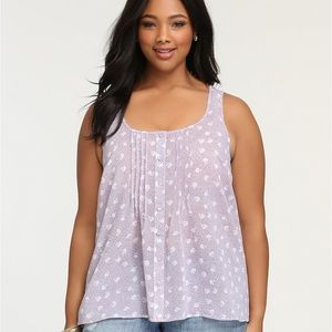 FLORAL TULIP BACK TANK- Lavender & White 4X